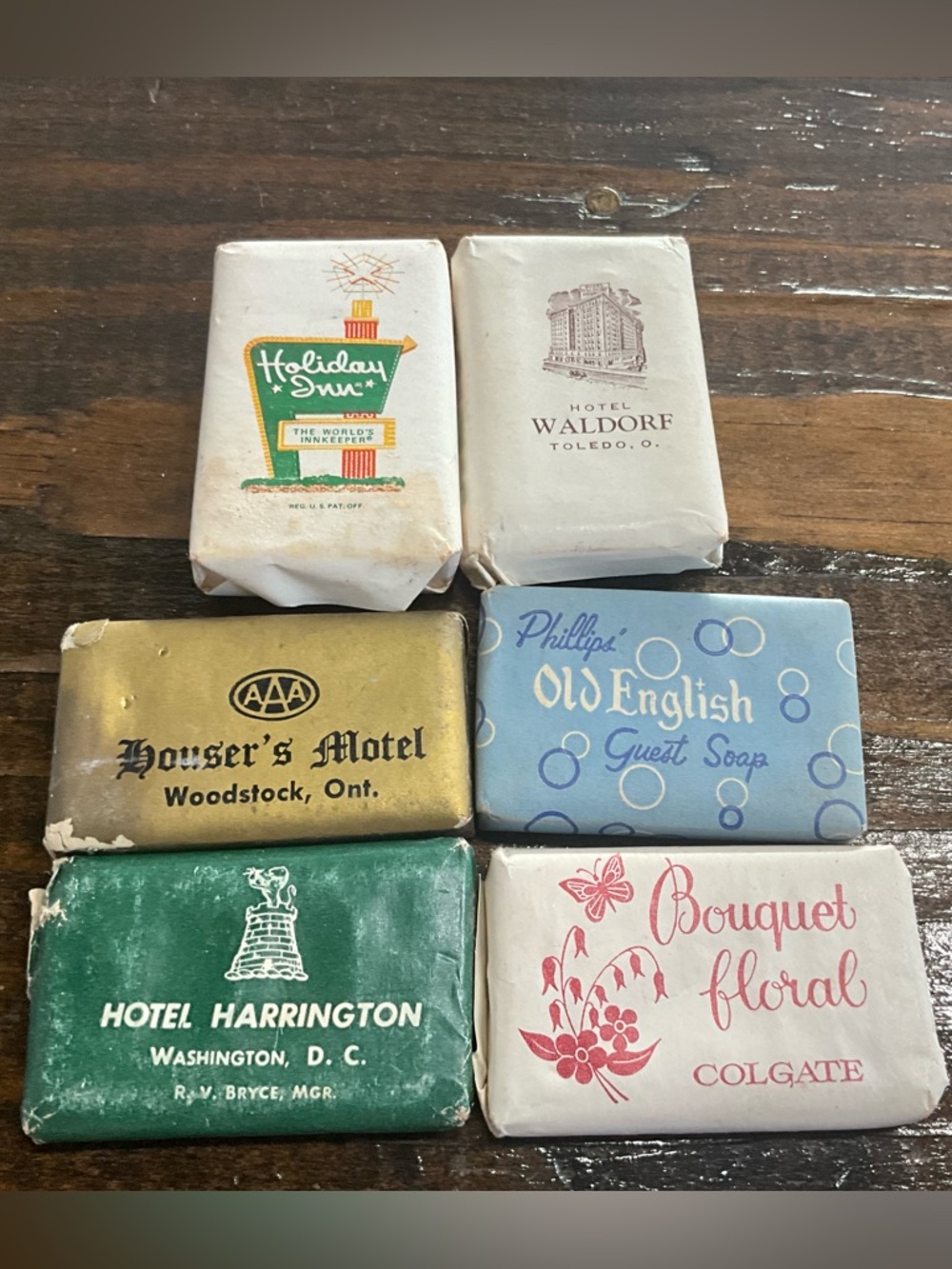 Vintage Assorted Lot of 6 Advertising Hotel Travel Soaps MCM Holiday Inn Decor